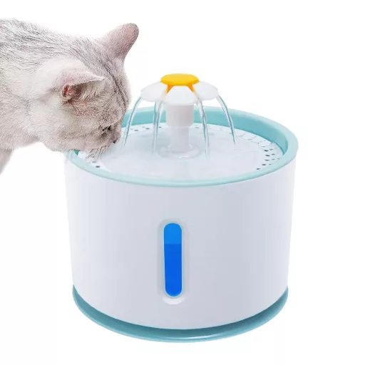 Fontana per animali domestici - Capacità 2,4L, Funzionamento Silenzioso, Acqua Filtrata per Gatti e Cani di Piccola Taglia