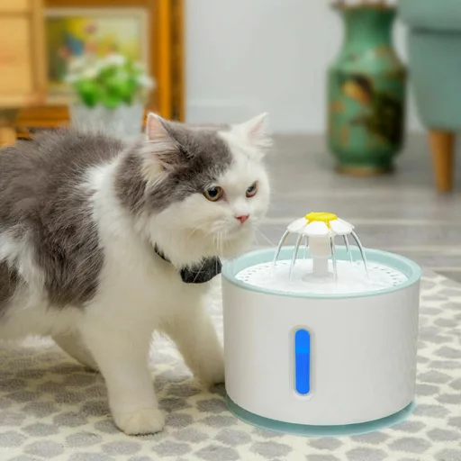 Fontana per animali domestici - Capacità 2,4L, Funzionamento Silenzioso, Acqua Filtrata per Gatti e Cani di Piccola Taglia