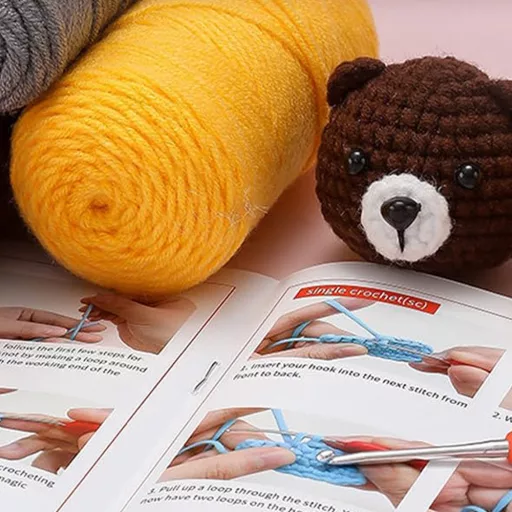 Kit di uncinetto per animali da 4 pezzi per principianti – Set DIY completo con filato e strumenti