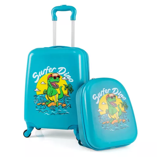 Set di valigia e zaino per bambini con ruote, blu
