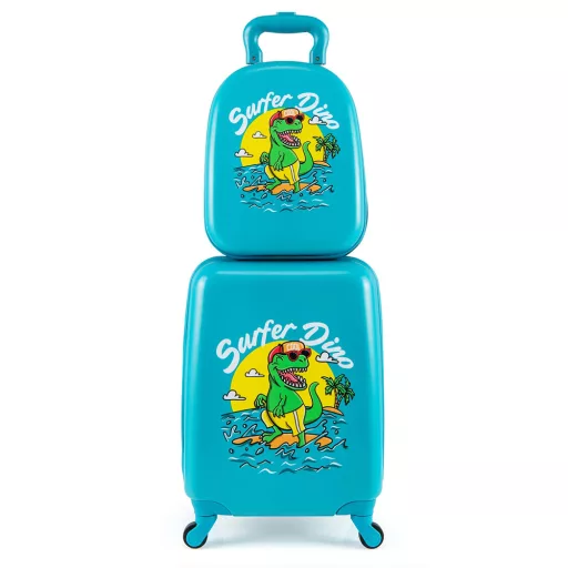 Set di valigia e zaino per bambini con ruote, blu