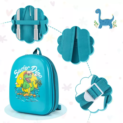 Set di valigia e zaino per bambini con ruote, blu