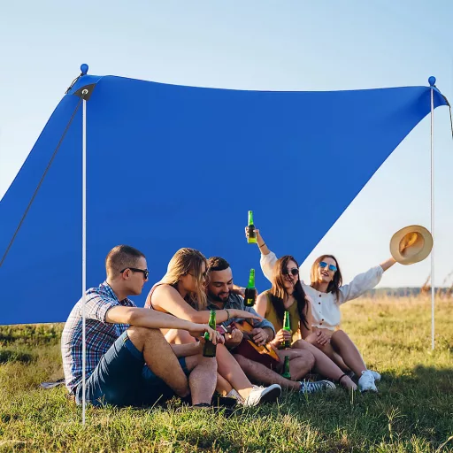 Protezione solare portatile con 4 sacchi di sabbia 3x3x2 m UV50+