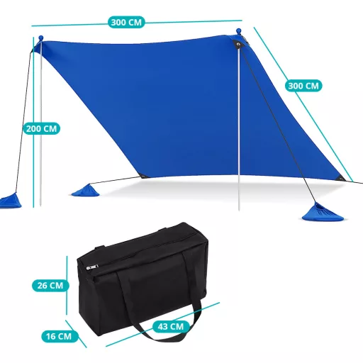 Protezione solare portatile con 4 sacchi di sabbia 3x3x2 m UV50+