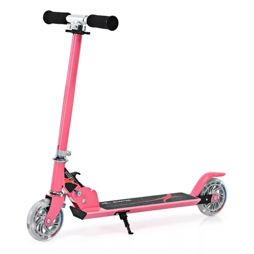 Monopattino pieghevole in alluminio con ruote LED rosa