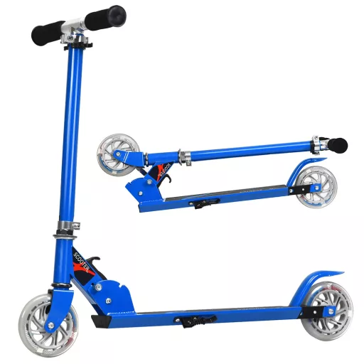 Monopattino pieghevole in alluminio con ruote LED blu