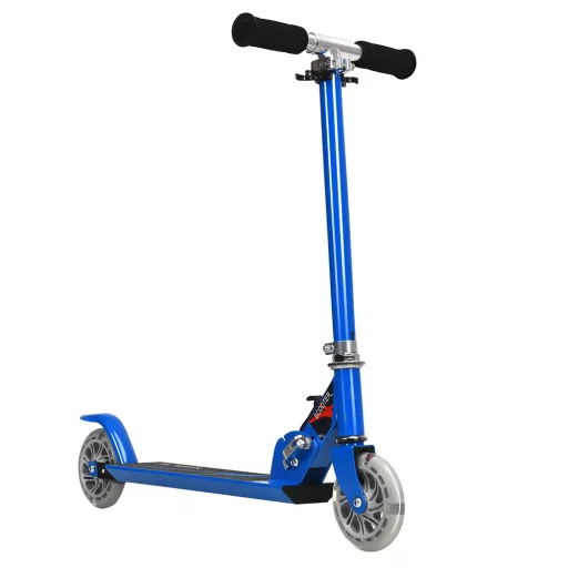 Monopattino pieghevole in alluminio con ruote LED blu