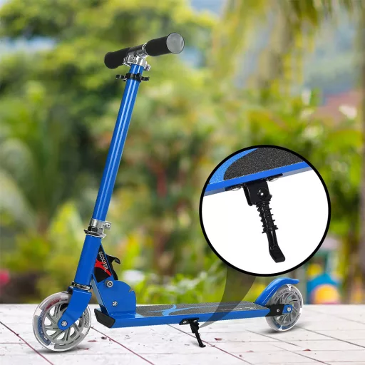 Monopattino pieghevole in alluminio con ruote LED blu