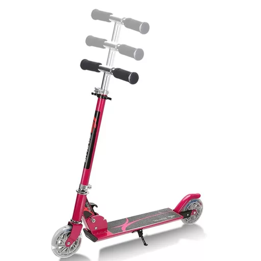 Monopattino pieghevole in alluminio con ruote LED rosa