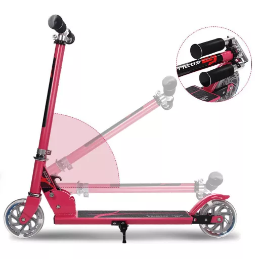 Monopattino pieghevole in alluminio con ruote LED rosa