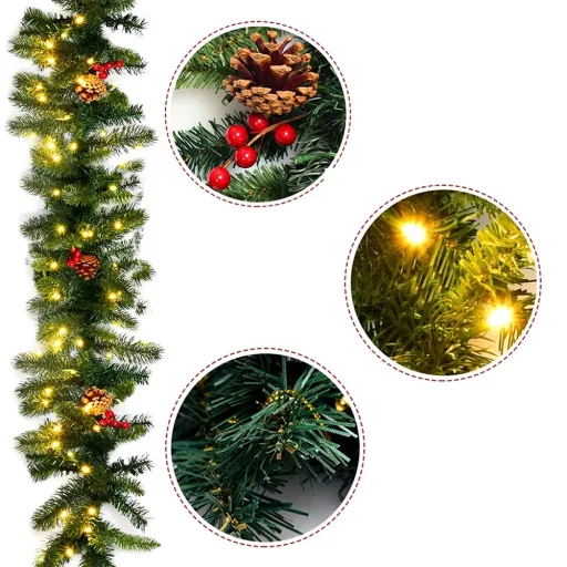 Ghirlanda di Natale con 100 Luci LED Calde, 2.7m
