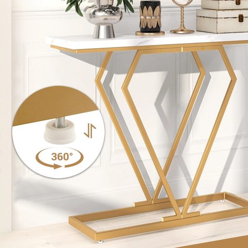 Tavolo a forma di diamante con piano in marmo sintetico