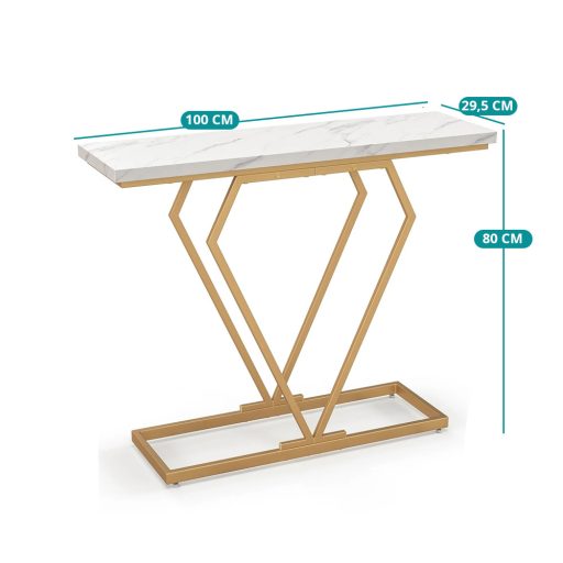 Tavolo a forma di diamante con piano in marmo sintetico