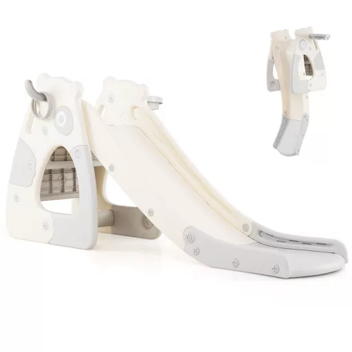 Scivolo Pieghevole con Canestro da Basket e Gioco del Cerchio