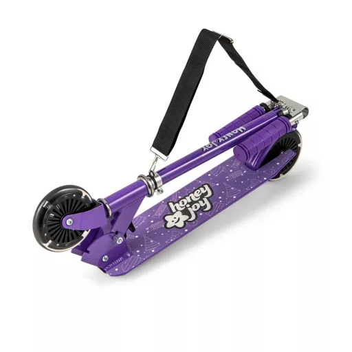 Monopattino pieghevole per bambini in alluminio con ruote LED, viola