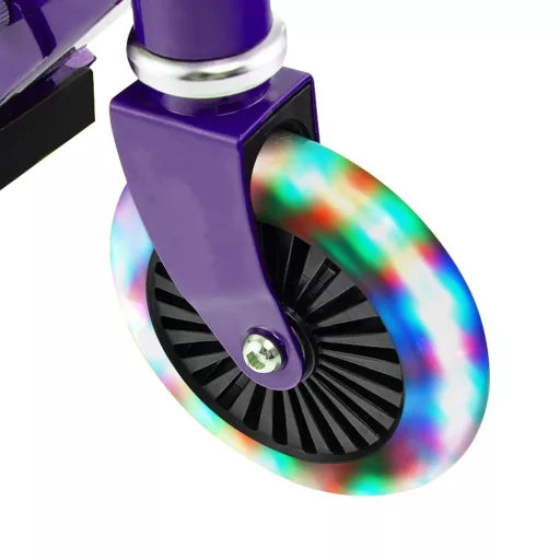 Monopattino pieghevole per bambini in alluminio con ruote LED, viola