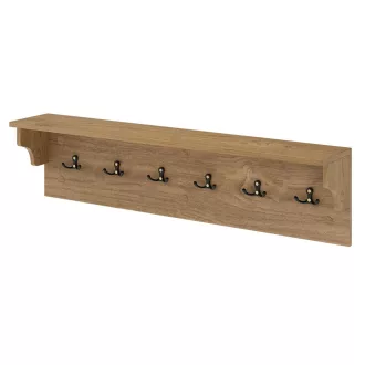 Scaffale da parete con 6 appendini, naturale