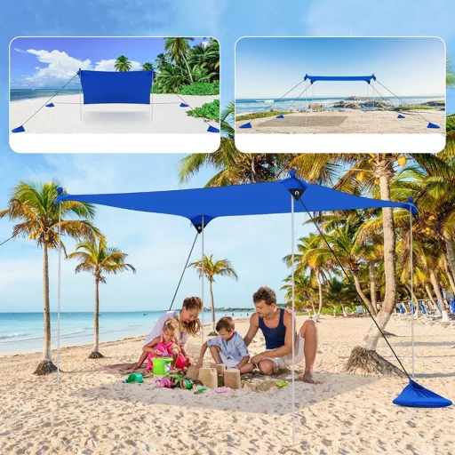 Protezione solare portatile con 4 sacchi di sabbia 2,3x2x2 m UV50+