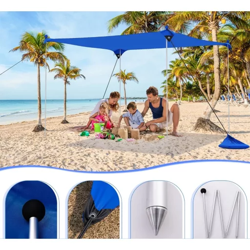 Protezione solare portatile con 4 sacchi di sabbia 2,3x2x2 m UV50+