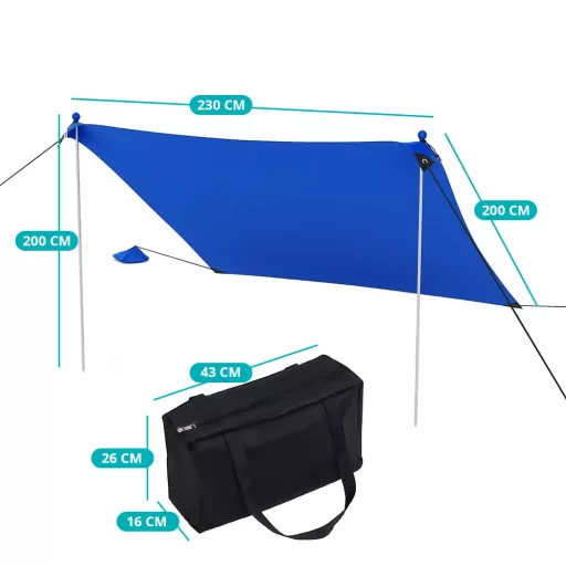 Protezione solare portatile con 4 sacchi di sabbia 2,3x2x2 m UV50+
