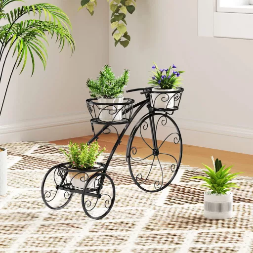 Vaso da Giardino a Forma di Bicicletta in Metallo