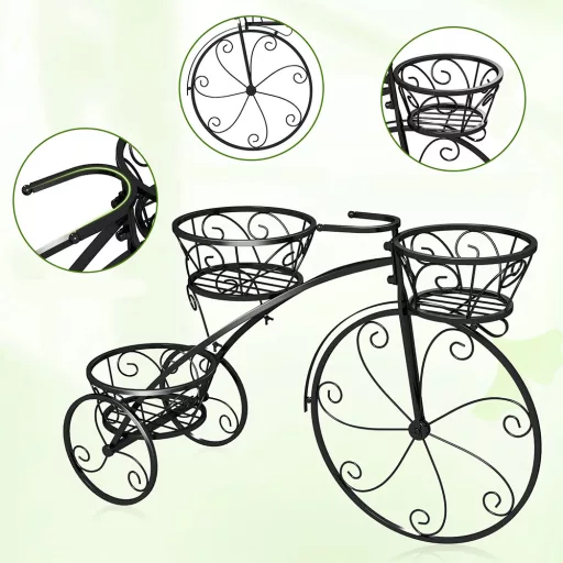 Vaso da Giardino a Forma di Bicicletta in Metallo