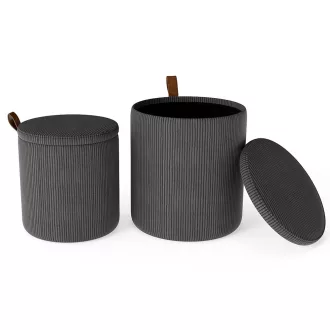 Set 2 pouf contenitore, grigio