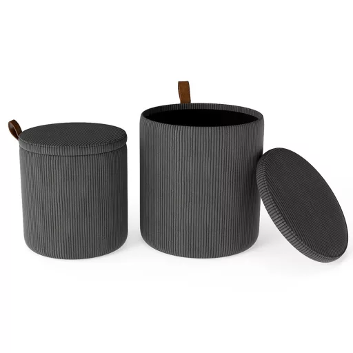 Set 2 pouf contenitore, grigio