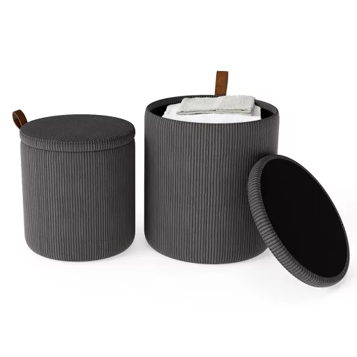 Set 2 pouf contenitore, grigio