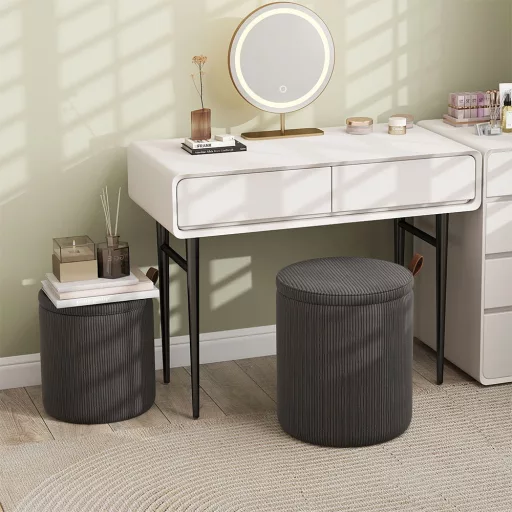 Set 2 pouf contenitore, grigio