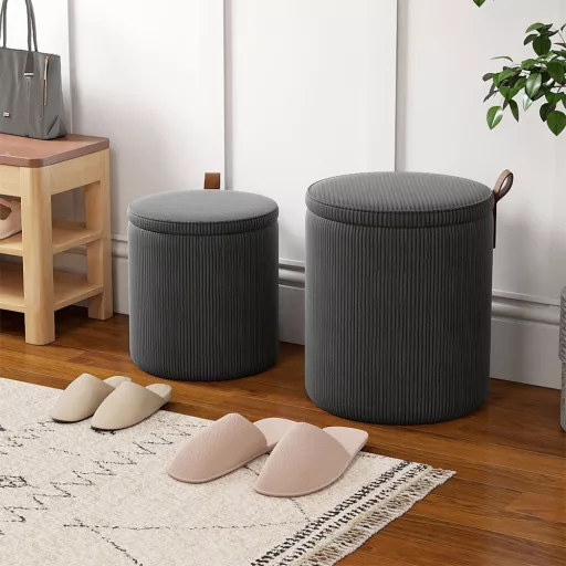 Set 2 pouf contenitore, grigio