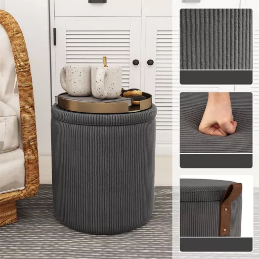 Set 2 pouf contenitore, grigio