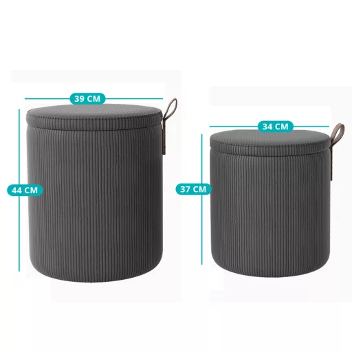 Set 2 pouf contenitore, grigio