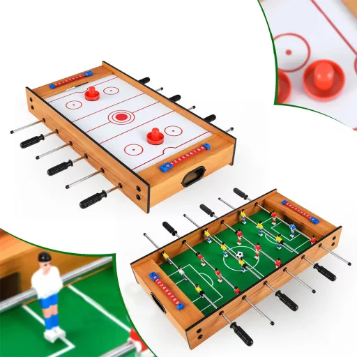 Tavolo da Gioco 2-in-1 Calcio Balilla e Hockey su Ghiaccio