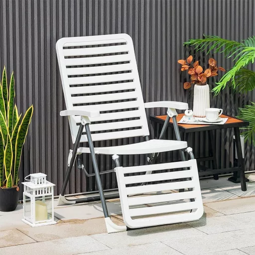 Sedia da Giardino Pieghevole con Poggiapiedi