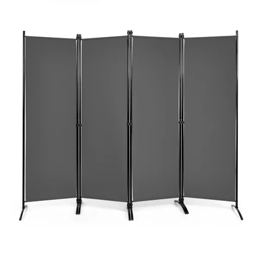 Divisore per stanze a 4 pannelli 173cm grigio