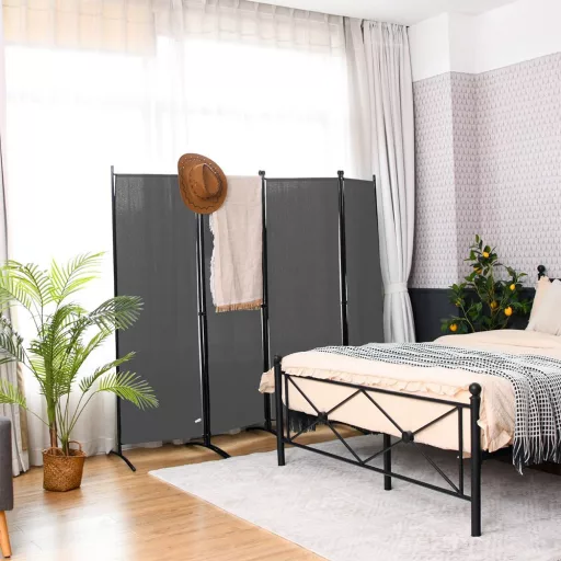 Divisore per stanze a 4 pannelli 173cm grigio