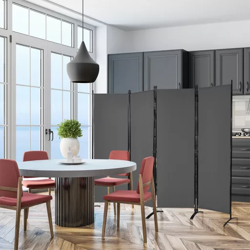 Divisore per stanze a 4 pannelli 173cm grigio