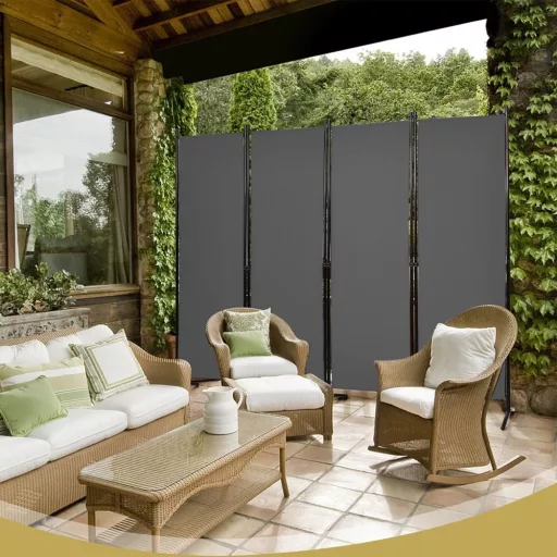 Divisore per stanze a 4 pannelli 173cm grigio