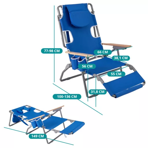 Sedia da spiaggia pieghevole 3 in 1