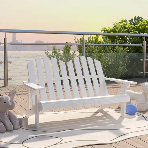 Sedia Adirondack per bambini a 2 posti, bianca