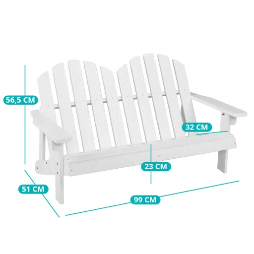 Sedia Adirondack per bambini a 2 posti, bianca