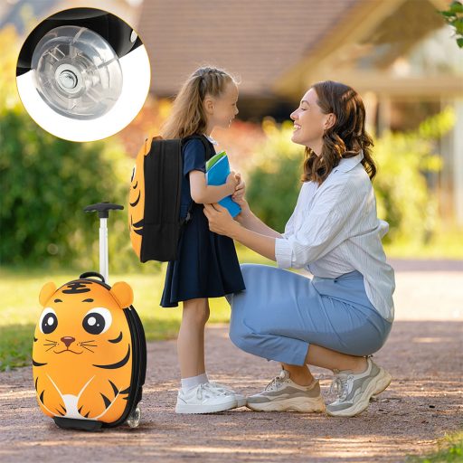 Set di valigia e zaino per bambini con ruote, arancione