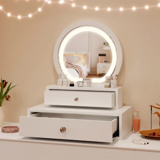 Specchio da Trucco da Tavolo con 2 Cassetti