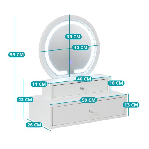 Specchio da Trucco da Tavolo con 2 Cassetti