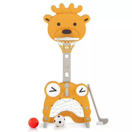Canestro da Basket Regolabile 4-in-1 con Anelli, Arancione