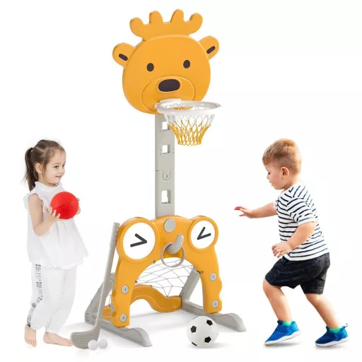 Canestro da Basket Regolabile 4-in-1 con Anelli, Arancione