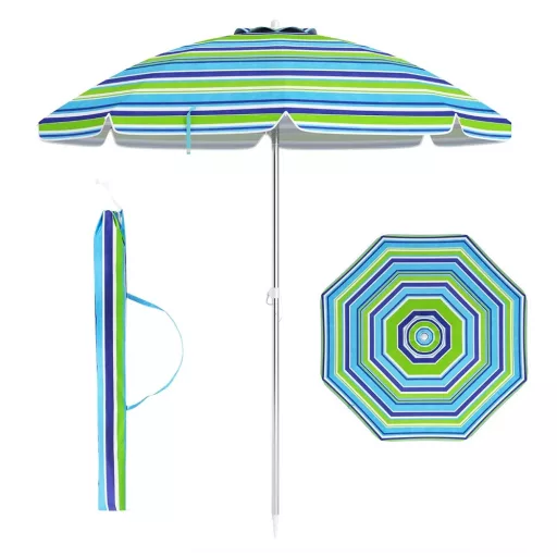 Ombrellone da spiaggia inclinabile 198 cm blu