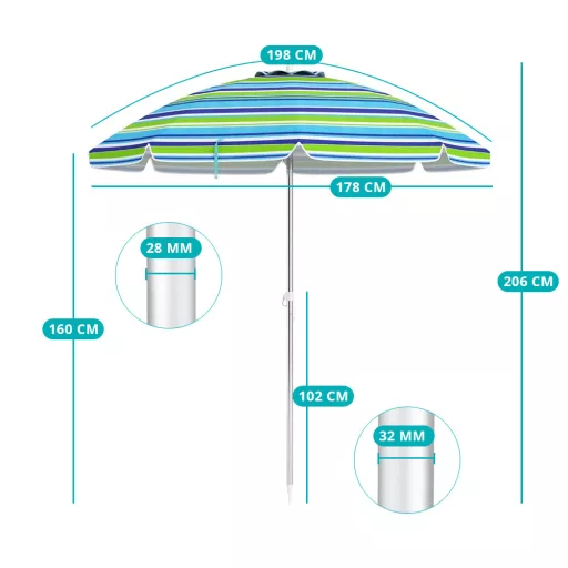 Ombrellone da spiaggia inclinabile 198 cm blu