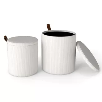 Set 2 pouf contenitore, crema